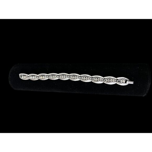 Trifari Necklace Bracelet Clip On Earrings Set Silver Tone Faux Rhinestones - Picture 2 of 11